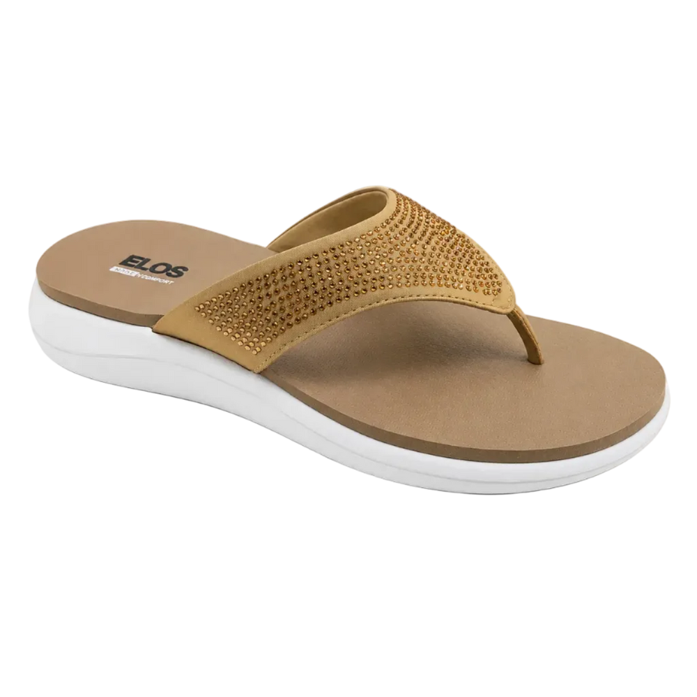 Tan sandal with white sole on a white background