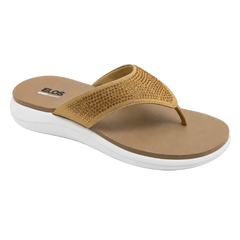 Tan sandal with white sole on a white background