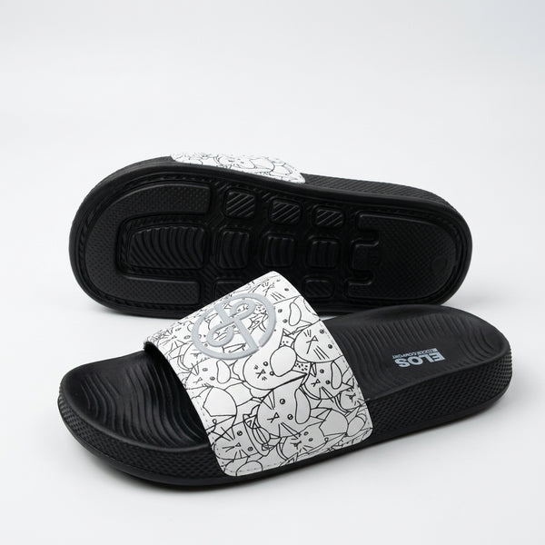 ELOS Doodle Black Women's Comfort Slides