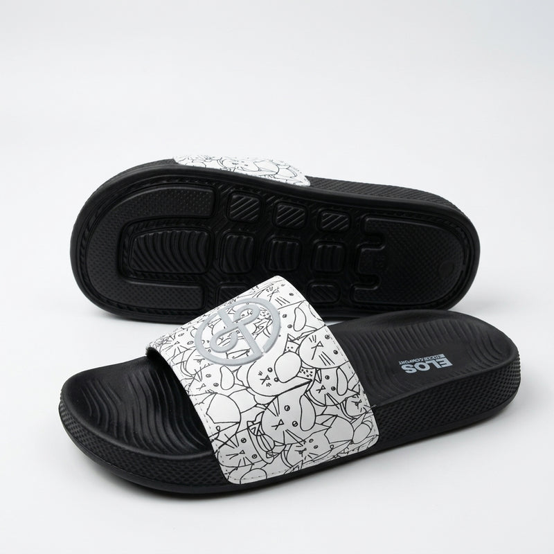 ELOS Doodle Black Women's Comfort Slides