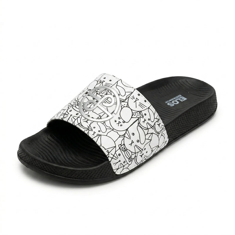 ELOS Doodle Black Women's Comfort Slides