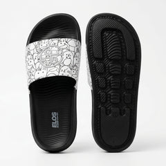 ELOS Doodle Black Women's Comfort Slides