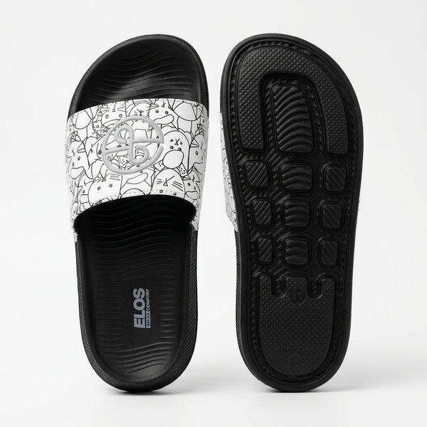 ELOS Doodle Black Women's Comfort Slides