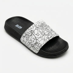 ELOS Doodle Black Women's Comfort Slides