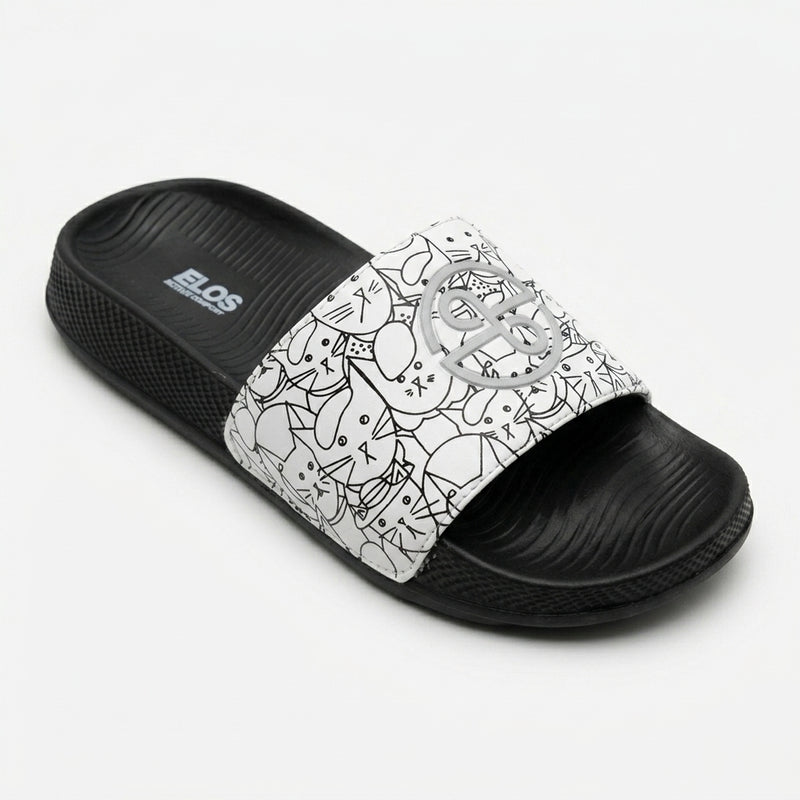 ELOS Doodle Black Women's Comfort Slides
