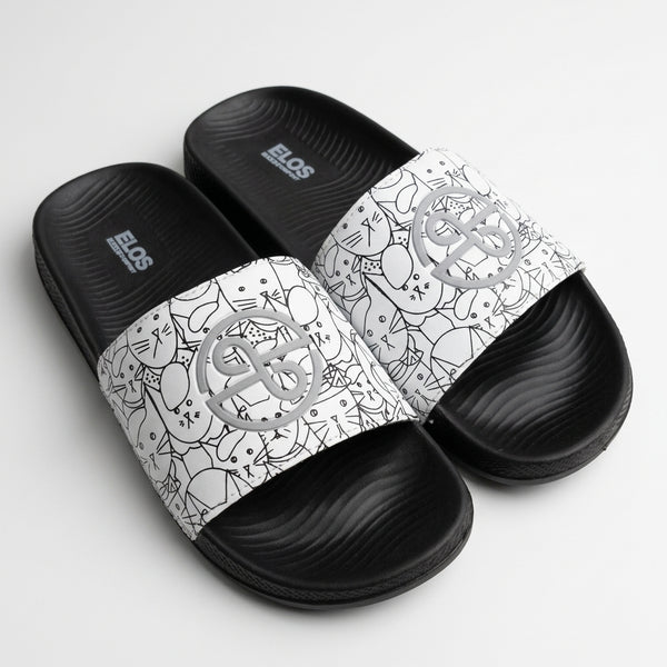 ELOS Doodle Black Women's Comfort Slides