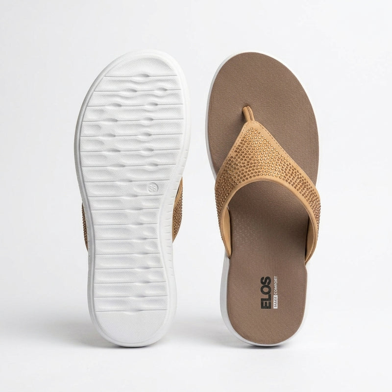 ELOS Stardust Beige Women's Comfort Flip Flops